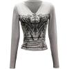image:imageSOLY HUX Womens Graphic Tees Y2k Gothic T Shirt V Neck Long Sleeve Fitted Vintage Streetwear Going Out TopsLight Grey Graphic