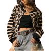 image:imageSOLY HUX Womens Leopard Cardigan Sweater Y2k Striped Button Down Long Sleeve Crewneck Colorblock Trendy TopsBlack Leopard