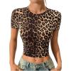 image:imageSOLY HUX Womens Leopard Print Crop TShirt Short Sleeve Tight Fitted Y2k Tee TopsBrown Leopard