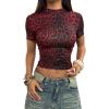 image:imageSOLY HUX Womens Leopard Print Crop TShirt Short Sleeve Tight Fitted Y2k Tee TopsRed Leopard