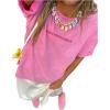 image:imageSOLY HUX Womens Letter Print Graphic Tees Crew Neck Short Sleeve Oversized T Shirt Vintage Summer TopsPink Letter