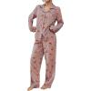 image:imageSOLY HUX Womens Long Sleeve Fall Pajamas Cute Print 2 Piece Sleepwear Matching Shirts and Pants Lounge SetRed Graphic