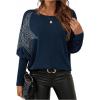 image:imageSOLY HUX Womens Long Sleeve Rhinestone Tops Crew Neck Casual T Shirt Spring Fall ClothesPure Blue
