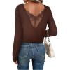 image:imageSOLY HUX Womens Long Sleeve T Shirts Lace Back Scoop Neck Tee Knitted Tops Fall ClothesPlain Brown