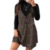 image:imageSOLY HUX Womens Plus Size Dress Set Leopard Print Overall Short Dress with Long Sleeve Fitted T Shirts Fall OutfitsKhaki Black