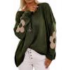 image:imageSOLY HUX Womens Plus Size Floral Sweater Long Sleeve Oversized Fall Knit Pullover TopsDark Green