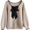 image:imageSOLY HUX Womens Plus Size Sweaters Pullover Bowknot V Neck Long Sleeve Knit Tops Fall ClothesBeige Bow