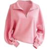 image:imageSOLY HUX Womens Quarter Zip Sweatshirts Long Sleeve Mock Neck Hoodies Oversized Pullover Tops Fall ClothesPlain Pink