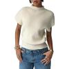 image:imageSOLY HUX Womens Short Sleeve Sweater Pullover Mock Neck Ribbed Knit Tops Work Office OutfitPlain Apricot