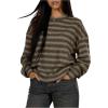image:imageSOLY HUX Womens Striped Sweater Waffle Knit Tops for Women Long Sleeve Shirts Casual Lightweight Fall TopsKhaki Striped