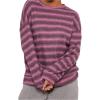image:imageSOLY HUX Womens Striped Sweater Waffle Knit Tops for Women Long Sleeve Shirts Casual Lightweight Fall TopsPink Striped