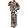 image:imageSOLY HUX Womens Sweatsuits 2 Piece Outfits Camo Long Sleeve Hoodie Sweatshirt and Sweatpants Set StreetwearMulti Maple Leaf Print