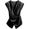 image:imageSOLY HUX Womens V Neck Satin Blouse Wrap Tie Side Sleeveless Shirt Summer Business Casual TopsPure Black