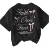 image:imageSOLY HUX Womens Y2k Graphic Tees Cute Bow Letter Print Short Sleeve Aesthetic T Shirt Summer TopsBlack Bow