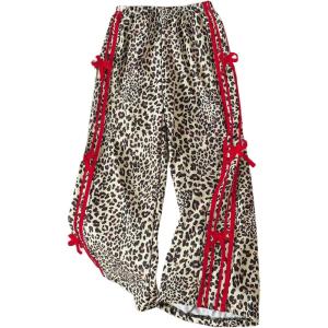 image:imageSOLY HUX Girls Leopard Wide Leg Pants Y2k Bow Cheetah Print Elastic Waist Baggy Long Pants TrousersRed Leopard