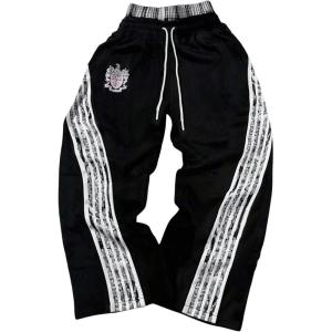 image:imageSOLY HUX Mens Baggy Sweatpants Y2k Striped Side Drawstring Elastic Waist Wide Leg Pants StreetwearMulticolor Striped