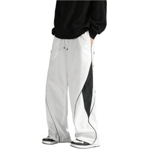 image:imageSOLY HUX Mens Baggy Track Pants Drawstring Elastic Waist Parachute Sweatpants StreetwearWhite Black