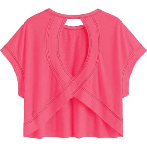 image:imageSOLY HUX Women Open Back Tops Workout Backless Tee Casual Athletic Shirts Short Sleeve Oversized Gym T ShirtPure Pink