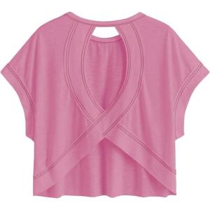 image:imageSOLY HUX Women Open Back Tops Workout Backless Tee Casual Athletic Shirts Short Sleeve Oversized Gym T ShirtSolid Pale Pink