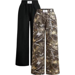 image:imageSOLY HUX Womens 2 Piece Baggy Pants Leopard Camo Print Elastic Waist Wide Leg Long Trousers StreetwearMulticolor Camo