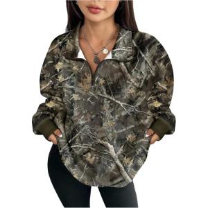 image:imageSOLY HUX Womens Camo Sweatshirts 14 Zip Pullover Shirts Long Sleeve Fall Tops StreetwearGreen Camo