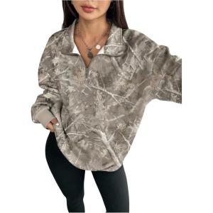 image:imageSOLY HUX Womens Camo Sweatshirts 14 Zip Pullover Shirts Long Sleeve Fall Tops StreetwearKhaki Camo
