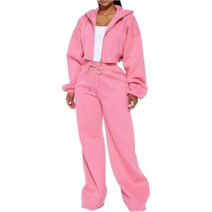 image:imageSOLY HUX Womens Fall Clothes 2 Piece Sweatsuits Zip Up Crop Hoodies and Sweatpants Set StreetwearPure Pink