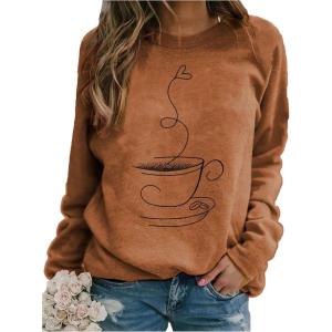 image:imageSOLY HUX Womens Graphic Tees Long Sleeve Crew Neck T Shirt Casual Tops Fall ClothesCoffee Brown Graphic