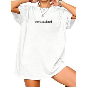 image:imageSOLY HUX Womens Letter Print Graphic Tees Crew Neck Short Sleeve Oversized T Shirt Vintage Summer TopsWhite Letter