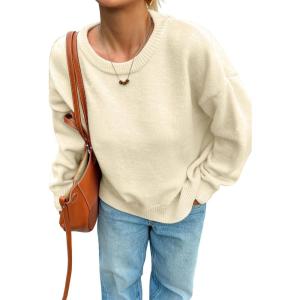 image:imageSOLY HUX Womens Oversized Sweater Long Sleeve Crewneck Cute Pullover Knit Tops Casual Trendy Fall Winter ClothingPlain Beige