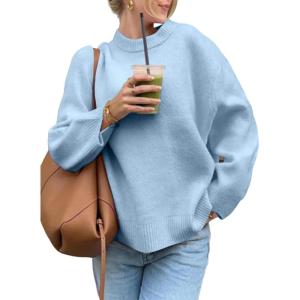 image:imageSOLY HUX Womens Oversized Sweater Long Sleeve Crewneck Cute Pullover Knit Tops Casual Trendy Fall Winter ClothingPlain Blue