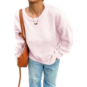 image:imageSOLY HUX Womens Oversized Sweater Long Sleeve Crewneck Cute Pullover Knit Tops Casual Trendy Fall Winter ClothingPlain Pink