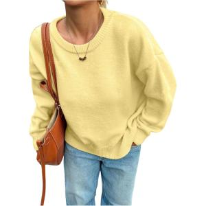 image:imageSOLY HUX Womens Oversized Sweater Long Sleeve Crewneck Cute Pullover Knit Tops Casual Trendy Fall Winter ClothingPlain Yellow