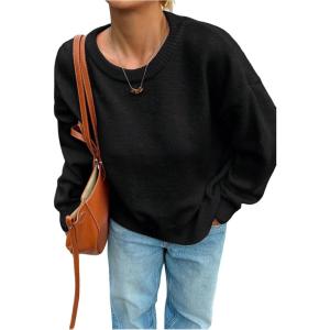 image:imageSOLY HUX Womens Oversized Sweater Long Sleeve Crewneck Cute Pullover Knit Tops Casual Trendy Fall Winter ClothingPure Black