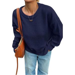 image:imageSOLY HUX Womens Oversized Sweater Long Sleeve Crewneck Cute Pullover Knit Tops Casual Trendy Fall Winter ClothingPure Dark Blue