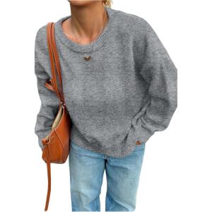 image:imageSOLY HUX Womens Oversized Sweater Long Sleeve Crewneck Cute Pullover Knit Tops Casual Trendy Fall Winter ClothingPure Grey