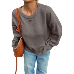 image:imageSOLY HUX Womens Oversized Sweater Long Sleeve Crewneck Cute Pullover Knit Tops Casual Trendy Fall Winter ClothingPure Volcanic Gray