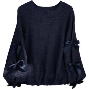 image:imageSOLY HUX Womens Plus Size Sweaters Pullover Bowknot Long Sleeve Crew Neck Knit Fall TopsDark Blue