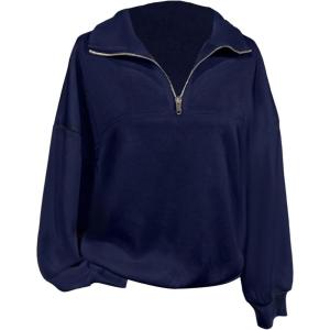 image:imageSOLY HUX Womens Quarter Zip Sweatshirts Long Sleeve Mock Neck Hoodies Oversized Pullover Tops Fall ClothesDark Blue