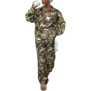 image:imageSOLY HUX Womens Sweatsuits 2 Piece Outfits Camo Long Sleeve Hoodie Sweatshirt and Sweatpants Set StreetwearMulti Maple Leaf