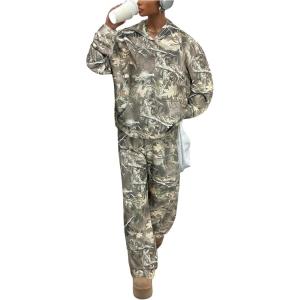 image:imageSOLY HUX Womens Sweatsuits 2 Piece Outfits Camo Long Sleeve Hoodie Sweatshirt and Sweatpants Set StreetwearMulticolor Camo