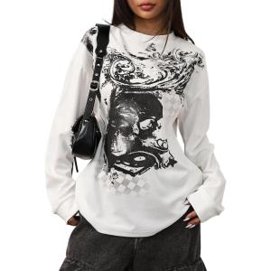 image:imageSOLY HUX Womens Y2k Long Sleeve Shirts Gothic Grunge TShirt Graphic Tee Top StreetwearWhite Graphic