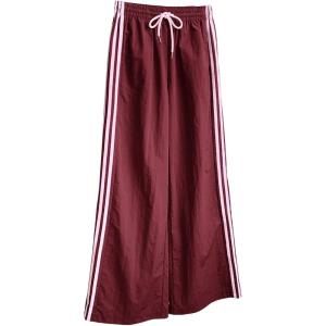 image:imageSOLY HUX Womens Y2k Striped Side Baggy Pants Drawstring Elastic Waist Wide Leg Track Pants StreetwearBurgundy Striped