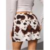 image:imageSOLY HUX Womens Cow Print Fringe Mini Skirt Summer Going Out Skirts Western Country Concert OutfitRust Brown Cow
