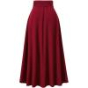 image:imageSOLY HUX Womens High Waisted Elegant Pleated Long Skirt A Line Belted Swing Fall Office SkirtsPure Red