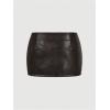 image:imageSOLY HUX Womens PU Leather Mini Skirt Low Rise Pleather Skort Buckle Bodycon Party Club Skirts with Shorts UnderneathPlain Brown