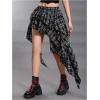 image:imageSOLY HUX Womens Plaid Ruffle Mini Skirt Y2k A Line Layered Asymmetrical Hem Skirts with Shorts UnderneathBlack