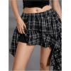 image:imageSOLY HUX Womens Plaid Ruffle Mini Skirt Y2k A Line Layered Asymmetrical Hem Skirts with Shorts UnderneathBlack