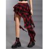 image:imageSOLY HUX Womens Plaid Ruffle Mini Skirt Y2k A Line Layered Asymmetrical Hem Skirts with Shorts UnderneathRed