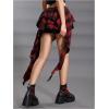image:imageSOLY HUX Womens Plaid Ruffle Mini Skirt Y2k A Line Layered Asymmetrical Hem Skirts with Shorts UnderneathRed